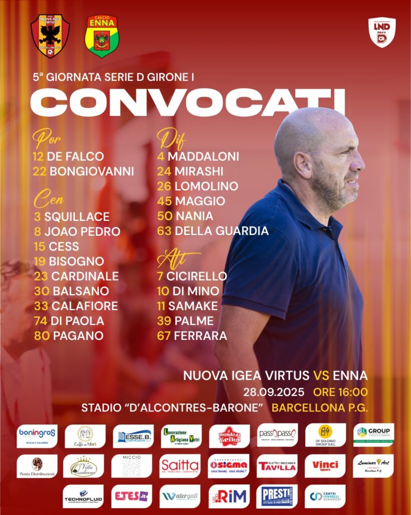 554876621_1417645833694881_6253741383839883348_n-819x1024 Serie D, Nuova Igea Virtus – Enna alla 5ª giornata: le parole di mister Marra