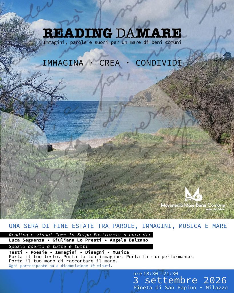ReadingdaMare-819x1024 "Reading D'Amare" a Milazzo: una serata di parole, immagini, musica e partecipazione